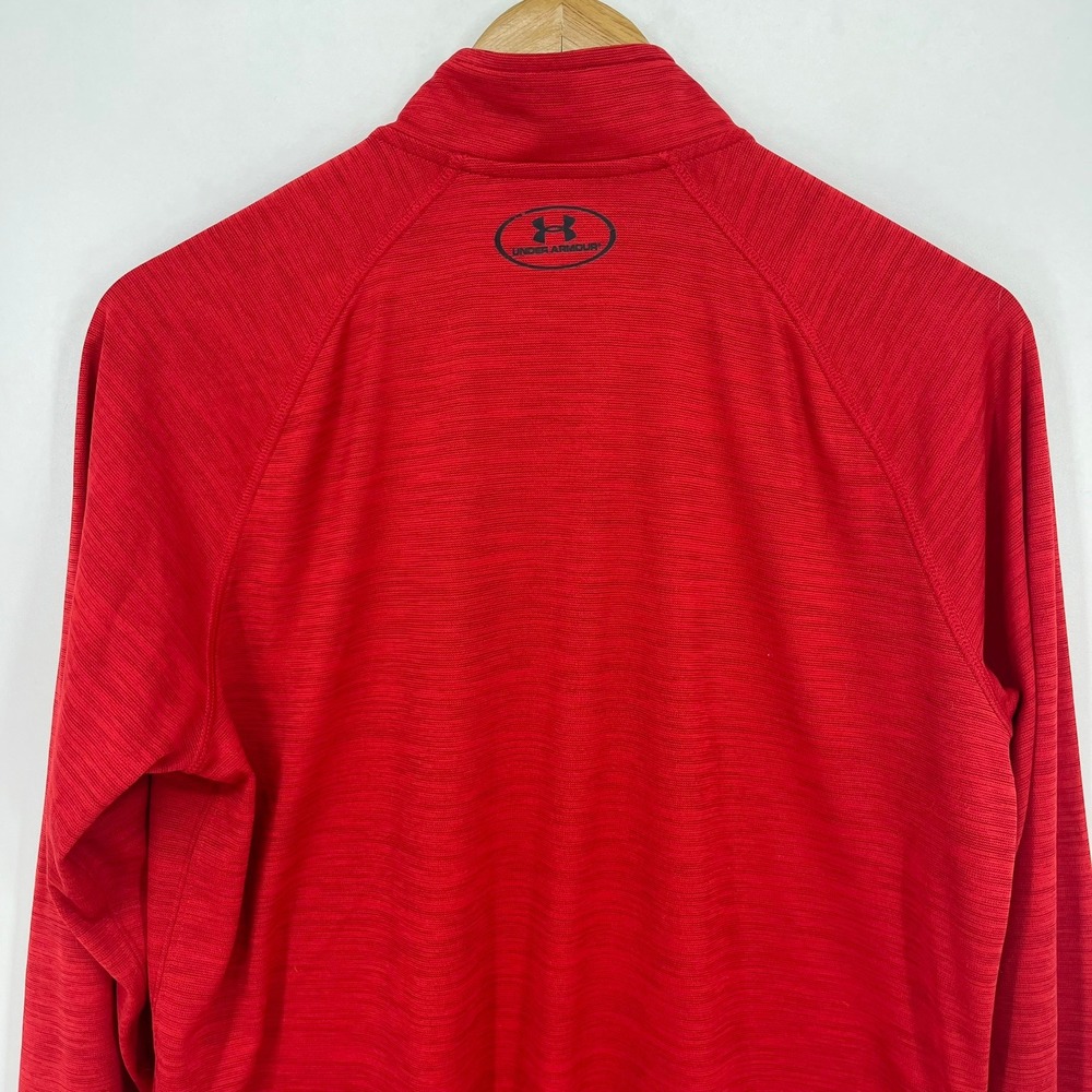 Under Armour Mens Tech 1/4 Zip Pullover Red Heathered Long Sleeve‎ Size M - Picture 7 of 12